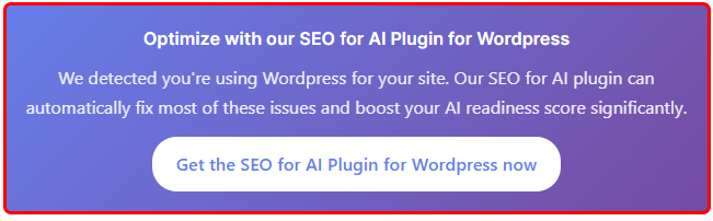 AI Readiness Analyzer result page platform detection example